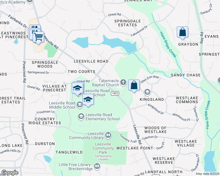 map of restaurants, bars, coffee shops, grocery stores, and more near 8310 Leesville Road in Raleigh