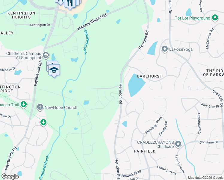 map of restaurants, bars, coffee shops, grocery stores, and more near 708 Adeline Court in Durham