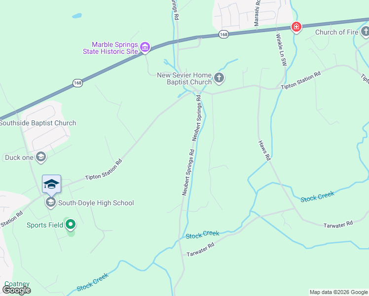 map of restaurants, bars, coffee shops, grocery stores, and more near 7709 Neubert Springs Rd in Knoxville