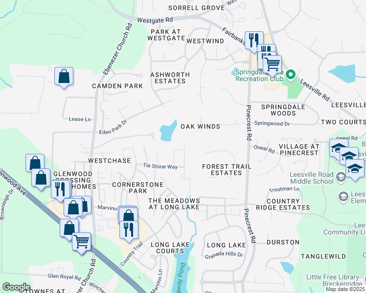map of restaurants, bars, coffee shops, grocery stores, and more near 8501 Cool Vista Lane in Raleigh