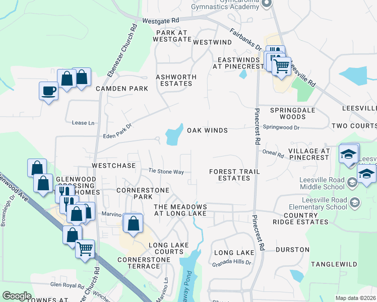map of restaurants, bars, coffee shops, grocery stores, and more near 8501 Cool Vista Lane in Raleigh
