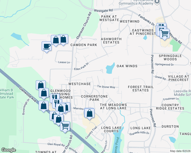 map of restaurants, bars, coffee shops, grocery stores, and more near 8441 Lunar Stone Place in Raleigh