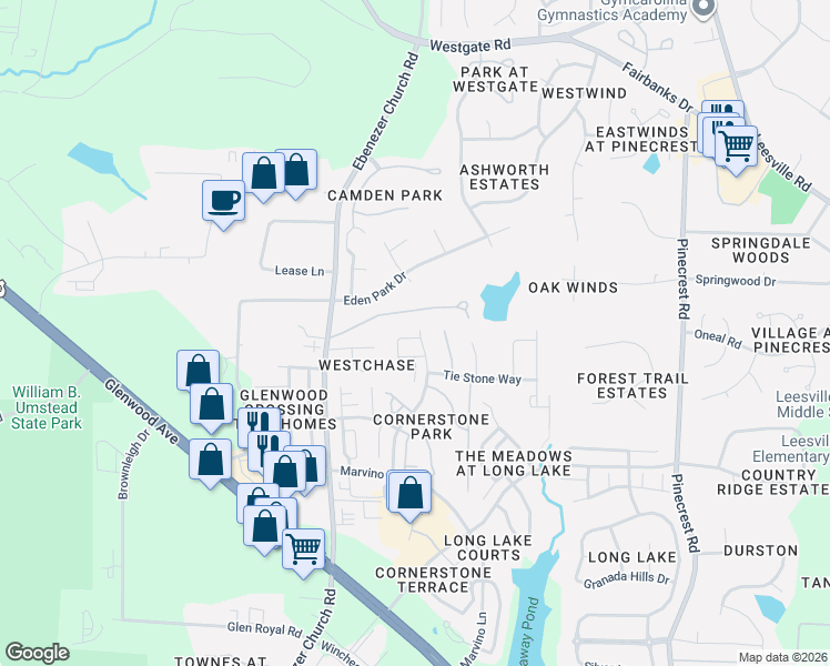 map of restaurants, bars, coffee shops, grocery stores, and more near 8508 Flying Buttress Drive in Raleigh