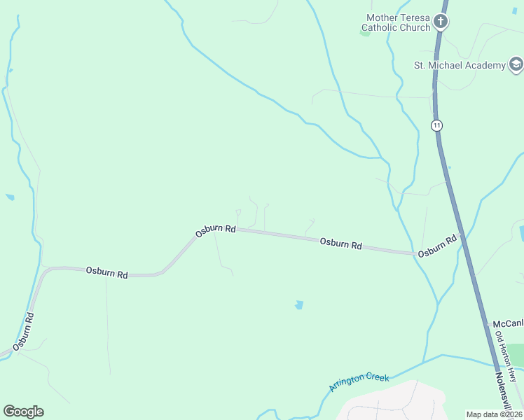 map of restaurants, bars, coffee shops, grocery stores, and more near 2236 Osburn Road in Arrington