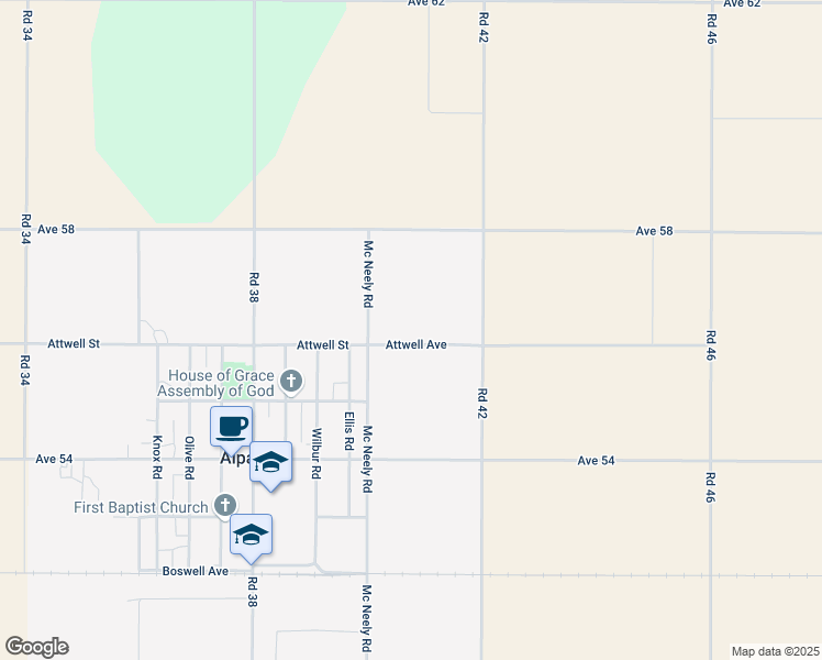map of restaurants, bars, coffee shops, grocery stores, and more near 4074 Avenue 56 in Earlimart