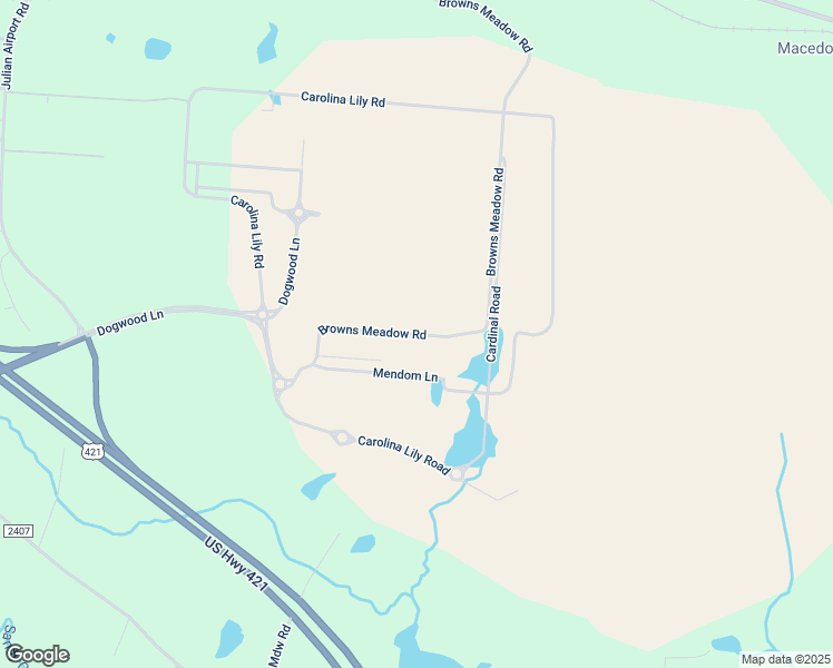 map of restaurants, bars, coffee shops, grocery stores, and more near Browns Meadow Road in Randolph County