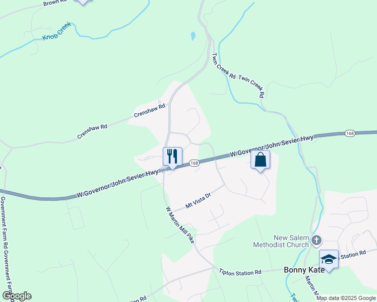 map of restaurants, bars, coffee shops, grocery stores, and more near 6813 Senators Trail in Knoxville