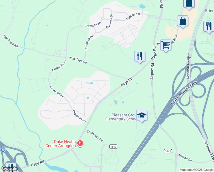map of restaurants, bars, coffee shops, grocery stores, and more near 317 OldCastle Drive in Morrisville