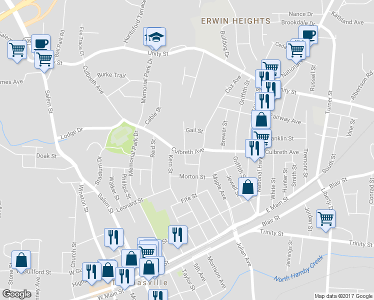 map of restaurants, bars, coffee shops, grocery stores, and more near 503 High Street in Thomasville