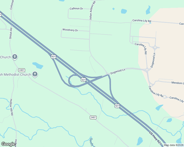 map of restaurants, bars, coffee shops, grocery stores, and more near 5667 Julian Airport Road in Liberty