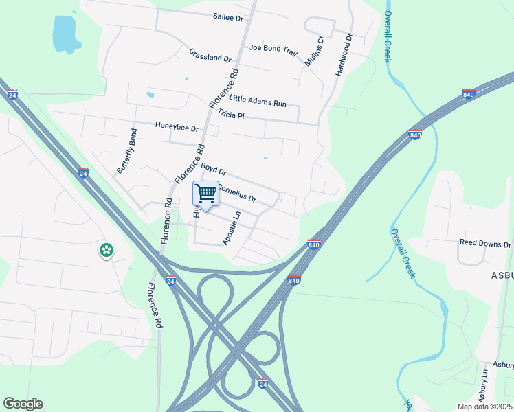 map of restaurants, bars, coffee shops, grocery stores, and more near 5035 Cornelius Drive in Murfreesboro