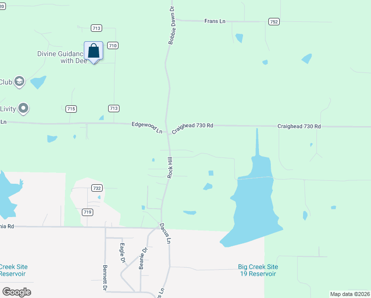 map of restaurants, bars, coffee shops, grocery stores, and more near 1112 County Road 755 in Jonesboro