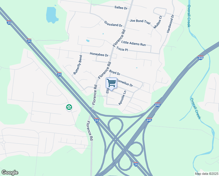 map of restaurants, bars, coffee shops, grocery stores, and more near 5058 Nina Marie Avenue in Murfreesboro