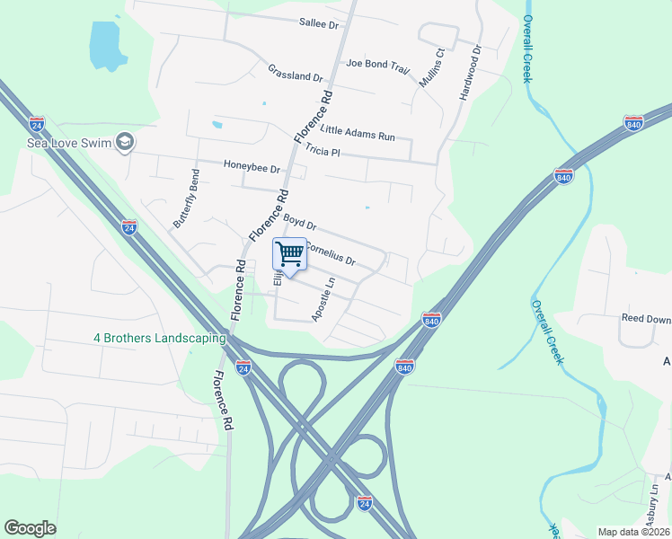 map of restaurants, bars, coffee shops, grocery stores, and more near 5060 Tabitha Street in Murfreesboro