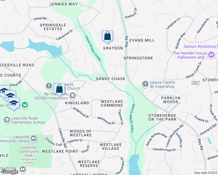map of restaurants, bars, coffee shops, grocery stores, and more near 3804 Woodowl Drive in Raleigh