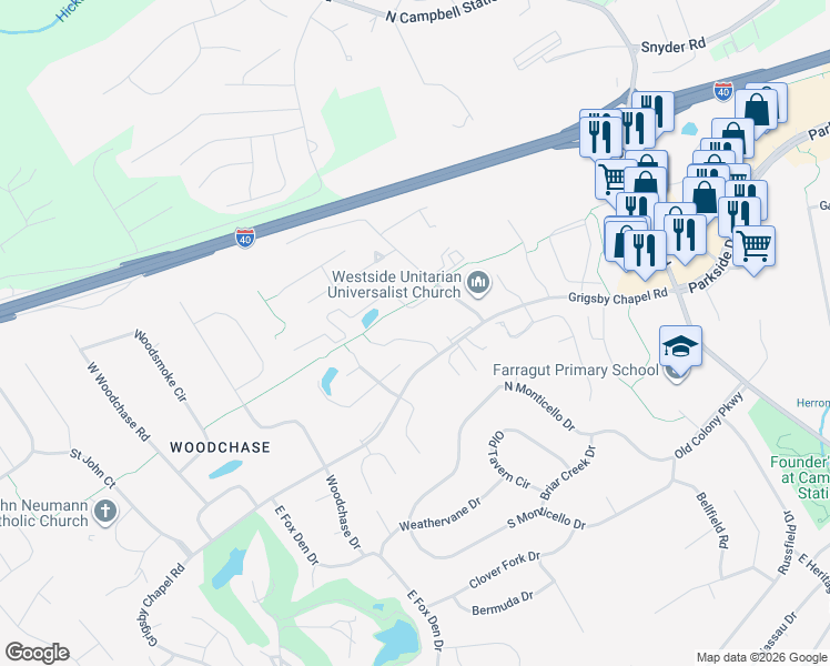 map of restaurants, bars, coffee shops, grocery stores, and more near 624 Applegate Lane in Knoxville