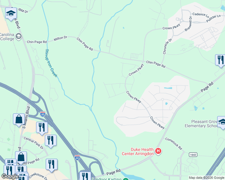 map of restaurants, bars, coffee shops, grocery stores, and more near 110 Hester Road in Durham