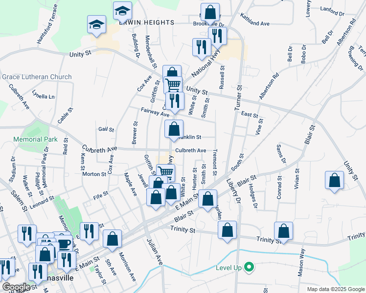 map of restaurants, bars, coffee shops, grocery stores, and more near 902 Culbreth Avenue in Thomasville