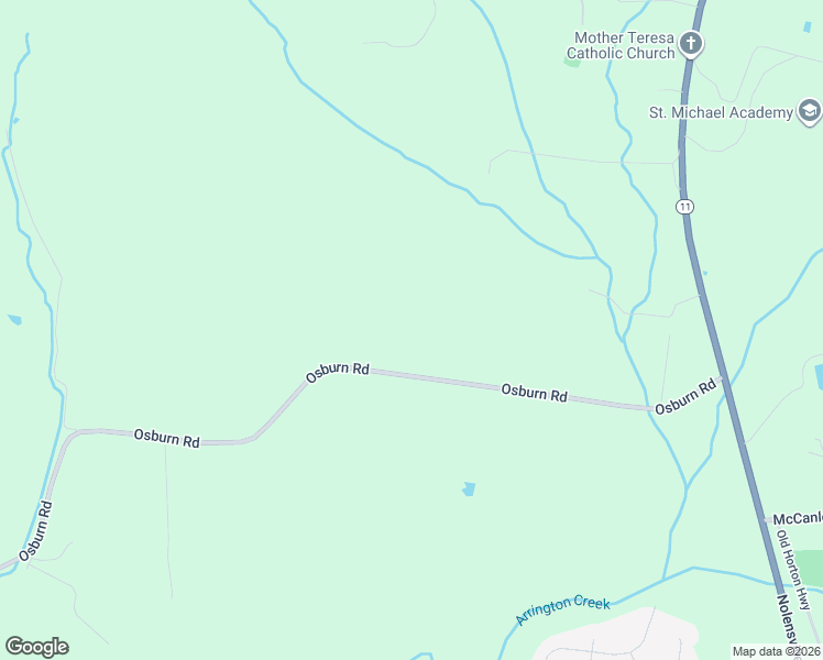 map of restaurants, bars, coffee shops, grocery stores, and more near 2236 Osburn Road in Arrington