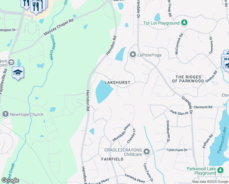 map of restaurants, bars, coffee shops, grocery stores, and more near 6 Haycox Court in Durham