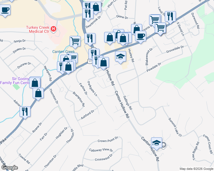 map of restaurants, bars, coffee shops, grocery stores, and more near 225 Commander Way in Knoxville