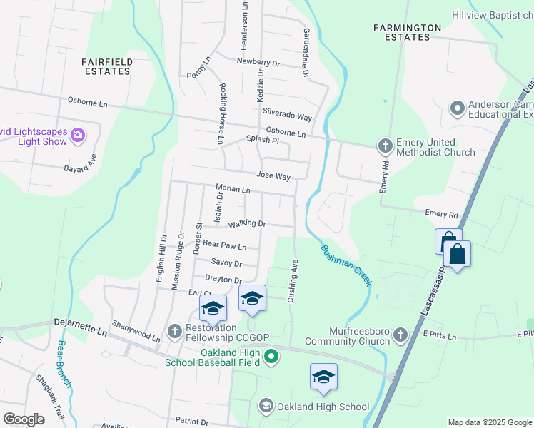 map of restaurants, bars, coffee shops, grocery stores, and more near 2626 Tellyman Avenue in Murfreesboro
