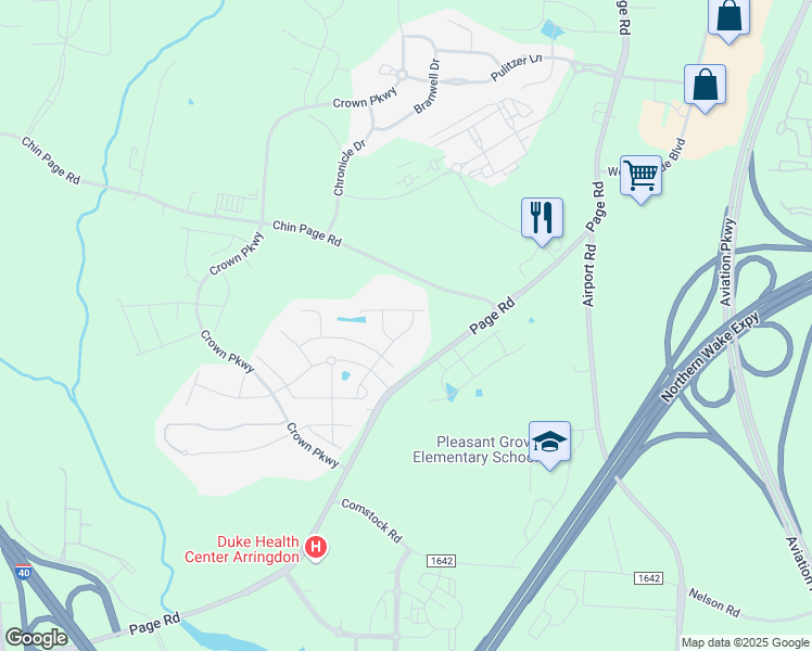 map of restaurants, bars, coffee shops, grocery stores, and more near 317 OldCastle Drive in Morrisville