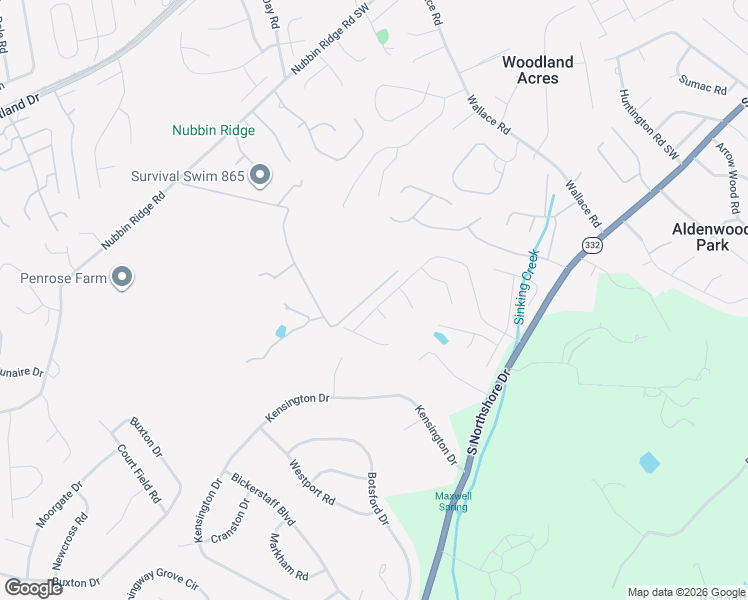 map of restaurants, bars, coffee shops, grocery stores, and more near 1316 Knightsbridge Drive in Knoxville