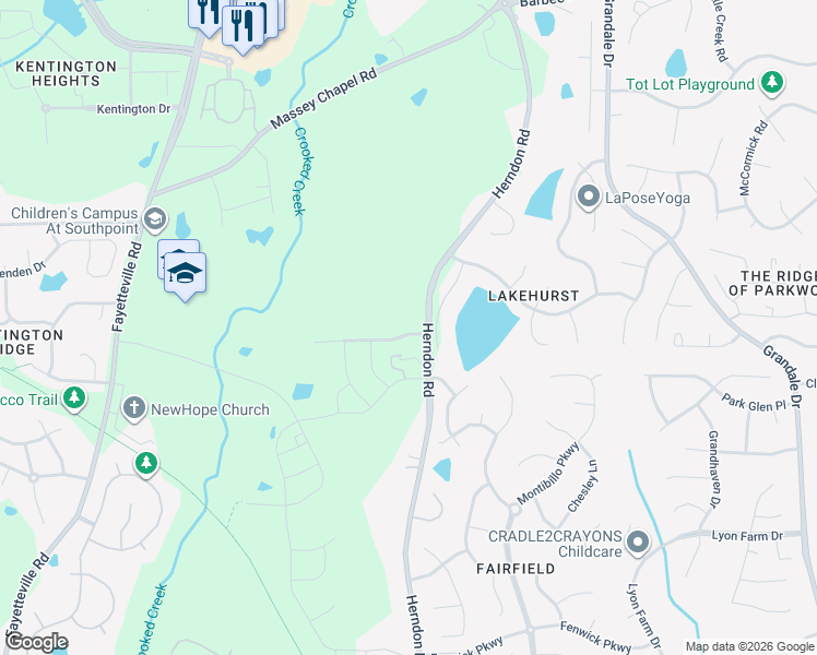 map of restaurants, bars, coffee shops, grocery stores, and more near 708 Adeline Court in Durham