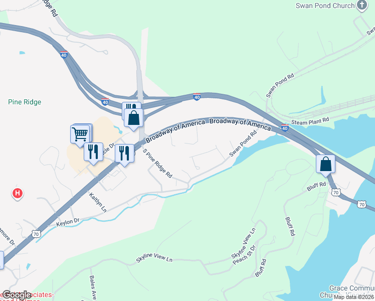 map of restaurants, bars, coffee shops, grocery stores, and more near 136 Moses Lane in Harriman