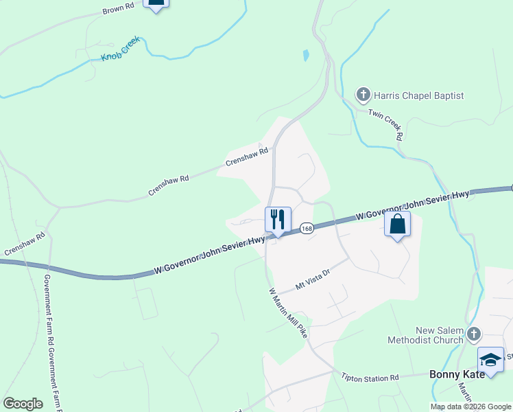 map of restaurants, bars, coffee shops, grocery stores, and more near 6759 Martin Mill Pike in Knoxville