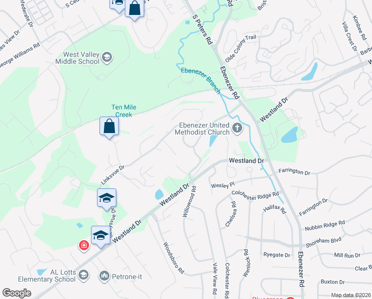 map of restaurants, bars, coffee shops, grocery stores, and more near 9010 Linksvue Drive in Knoxville