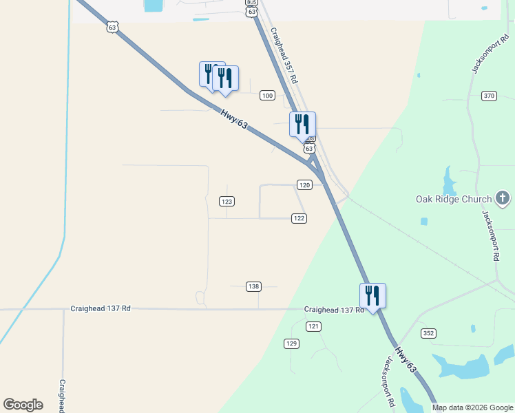 map of restaurants, bars, coffee shops, grocery stores, and more near 312 County Road 120 in Bono