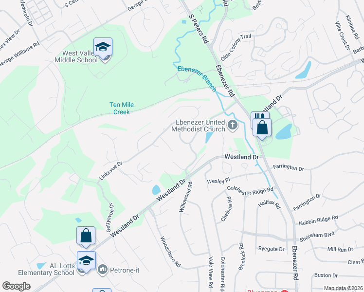 map of restaurants, bars, coffee shops, grocery stores, and more near 9010 Linksvue Drive in Knoxville