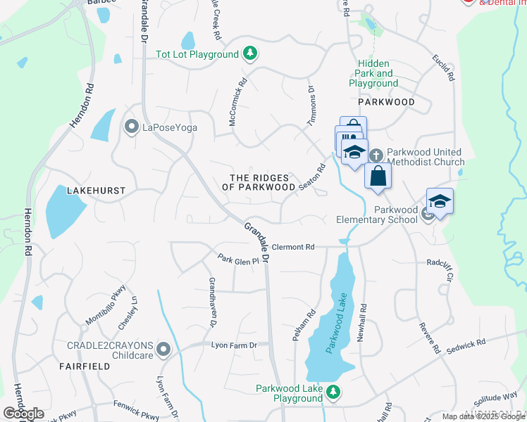 map of restaurants, bars, coffee shops, grocery stores, and more near 109 Wenonah Way in Durham