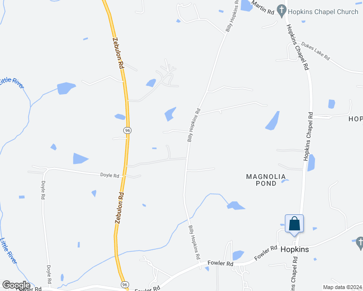 map of restaurants, bars, coffee shops, grocery stores, and more near 3925 Billy Hopkins Road in Zebulon