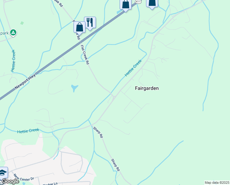map of restaurants, bars, coffee shops, grocery stores, and more near 250 South Flat Creek Road in Sevierville