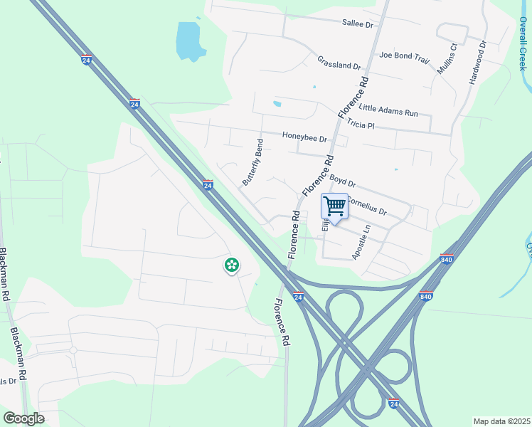 map of restaurants, bars, coffee shops, grocery stores, and more near 2808 Lightning Bug Drive in Murfreesboro
