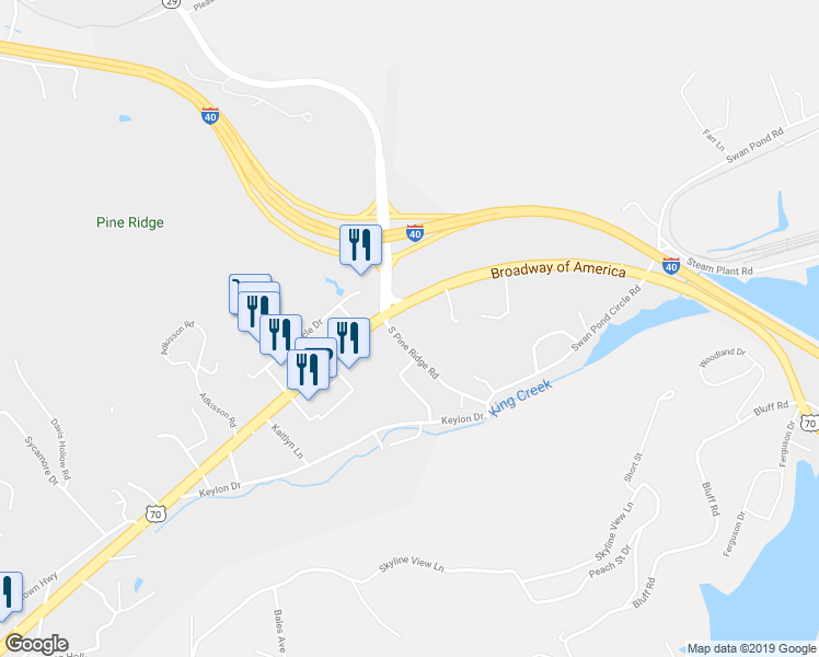 map of restaurants, bars, coffee shops, grocery stores, and more near 1797 Roane State Highway in Harriman