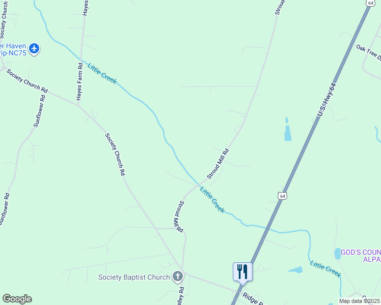 map of restaurants, bars, coffee shops, grocery stores, and more near 454 Stroud Mill Rd in Harmony