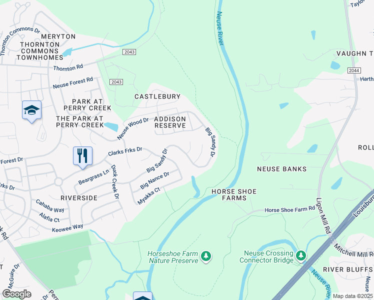 map of restaurants, bars, coffee shops, grocery stores, and more near 8305 Hardeth Way in Raleigh