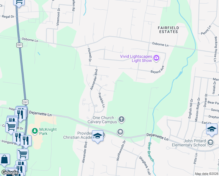 map of restaurants, bars, coffee shops, grocery stores, and more near 2526 Wythe Close in Murfreesboro