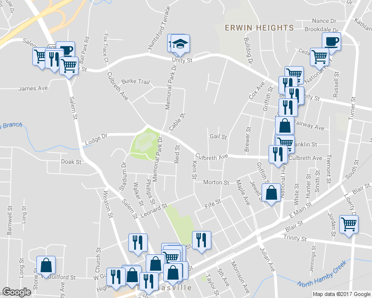 map of restaurants, bars, coffee shops, grocery stores, and more near 309 Culbreth Avenue in Thomasville