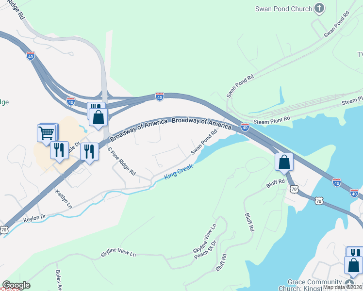 map of restaurants, bars, coffee shops, grocery stores, and more near 114 Midtown Park Circle Lane in Harriman
