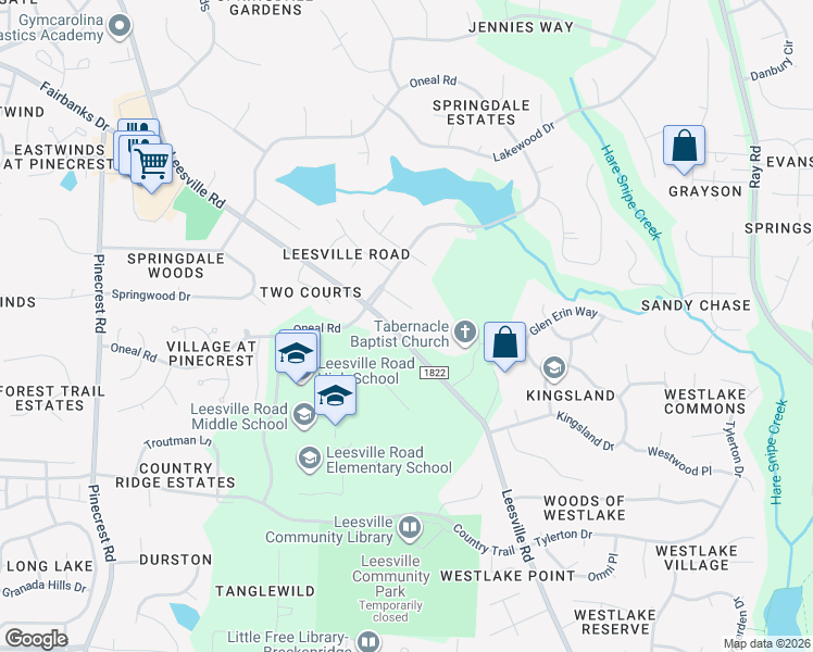 map of restaurants, bars, coffee shops, grocery stores, and more near 8515 Leesville Road in Raleigh