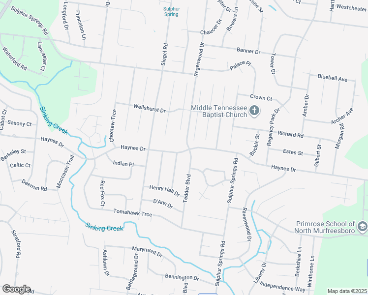map of restaurants, bars, coffee shops, grocery stores, and more near 2314 Tedder Boulevard in Murfreesboro