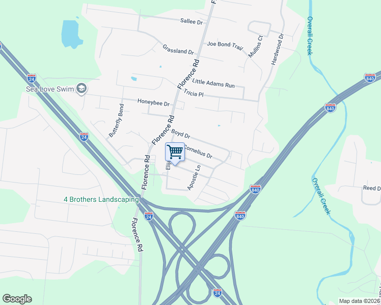 map of restaurants, bars, coffee shops, grocery stores, and more near 5060 Tabitha Street in Murfreesboro