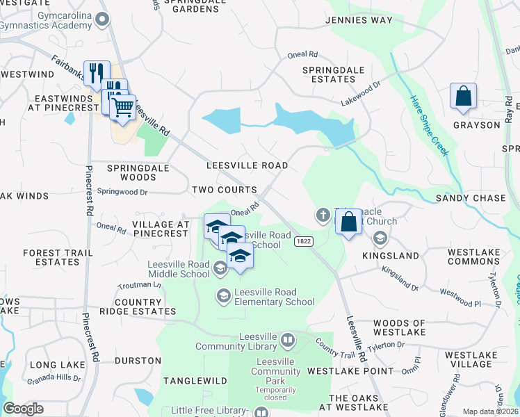 map of restaurants, bars, coffee shops, grocery stores, and more near 8515 Leesville Road in Raleigh