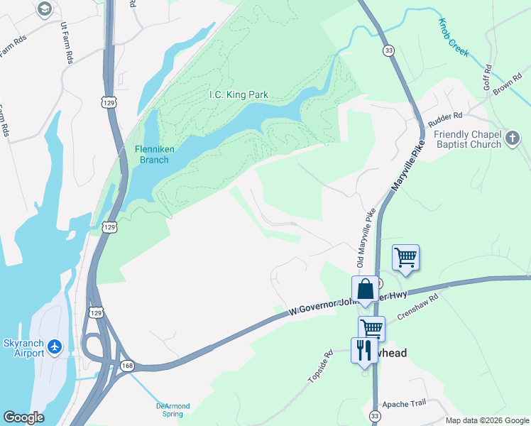 map of restaurants, bars, coffee shops, grocery stores, and more near 6329 Gateway Lane in Knoxville