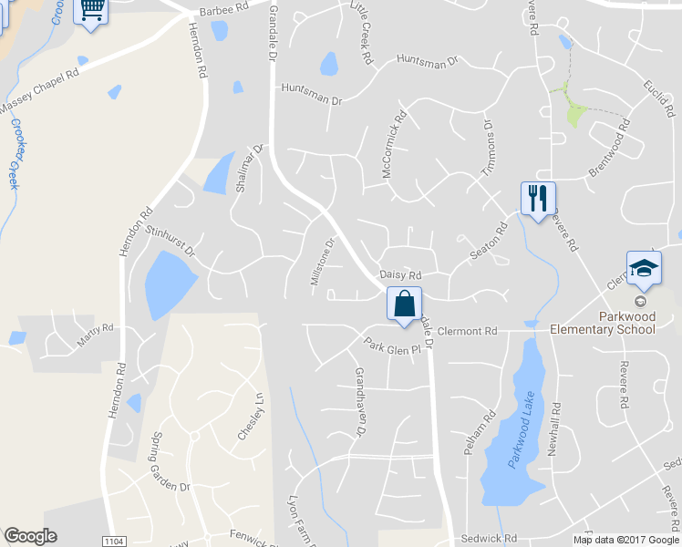 map of restaurants, bars, coffee shops, grocery stores, and more near 8 Colton Court in Durham